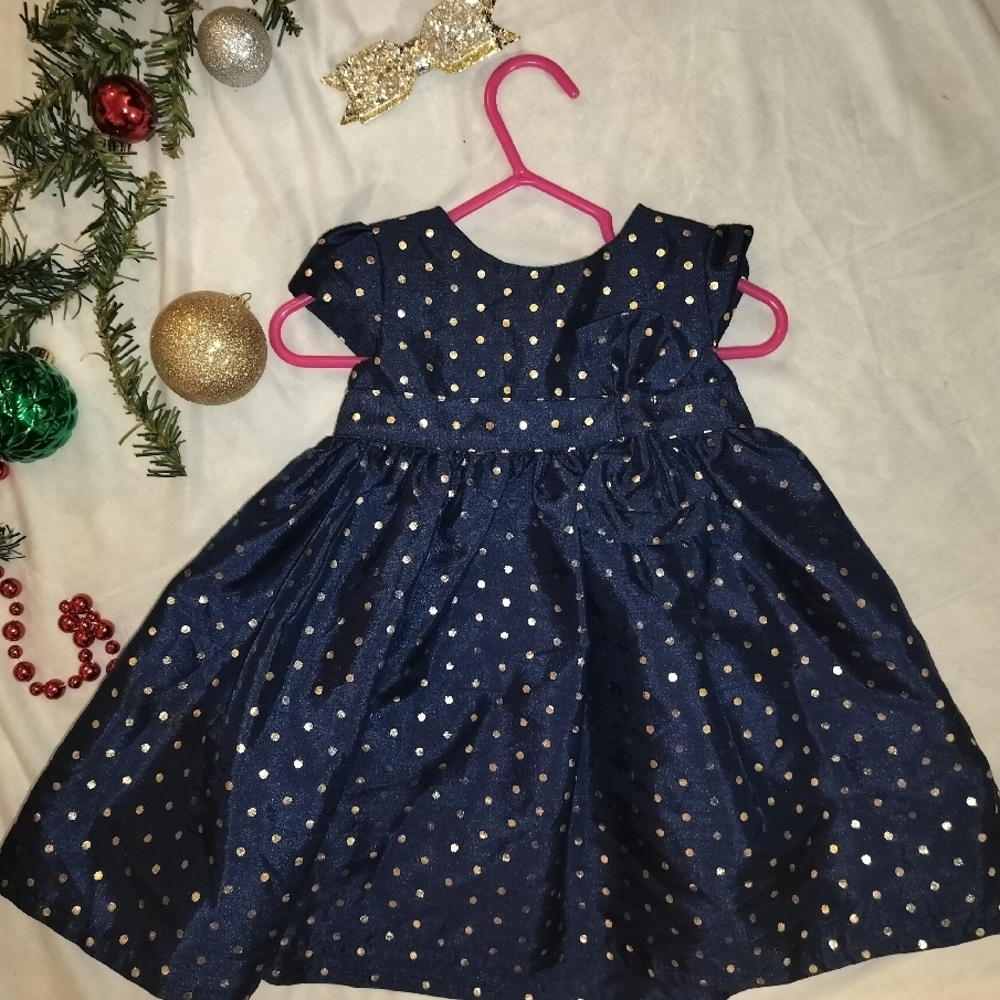 Navy Blue Polka Dot Kids Dress